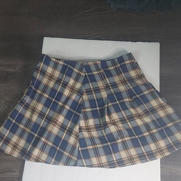 Shein Plaid Print High Waist Zip Up Mini Skirt XL Academia Twee Classic Preppy - Picture 3 of 8